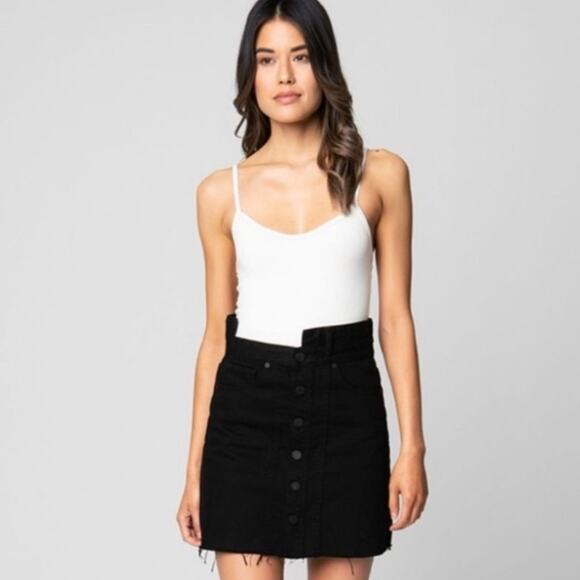 Blank NYC Night Troll Asymmetrical Raw Hem Denim Skirt size 27 NWT - Picture 1 of 8